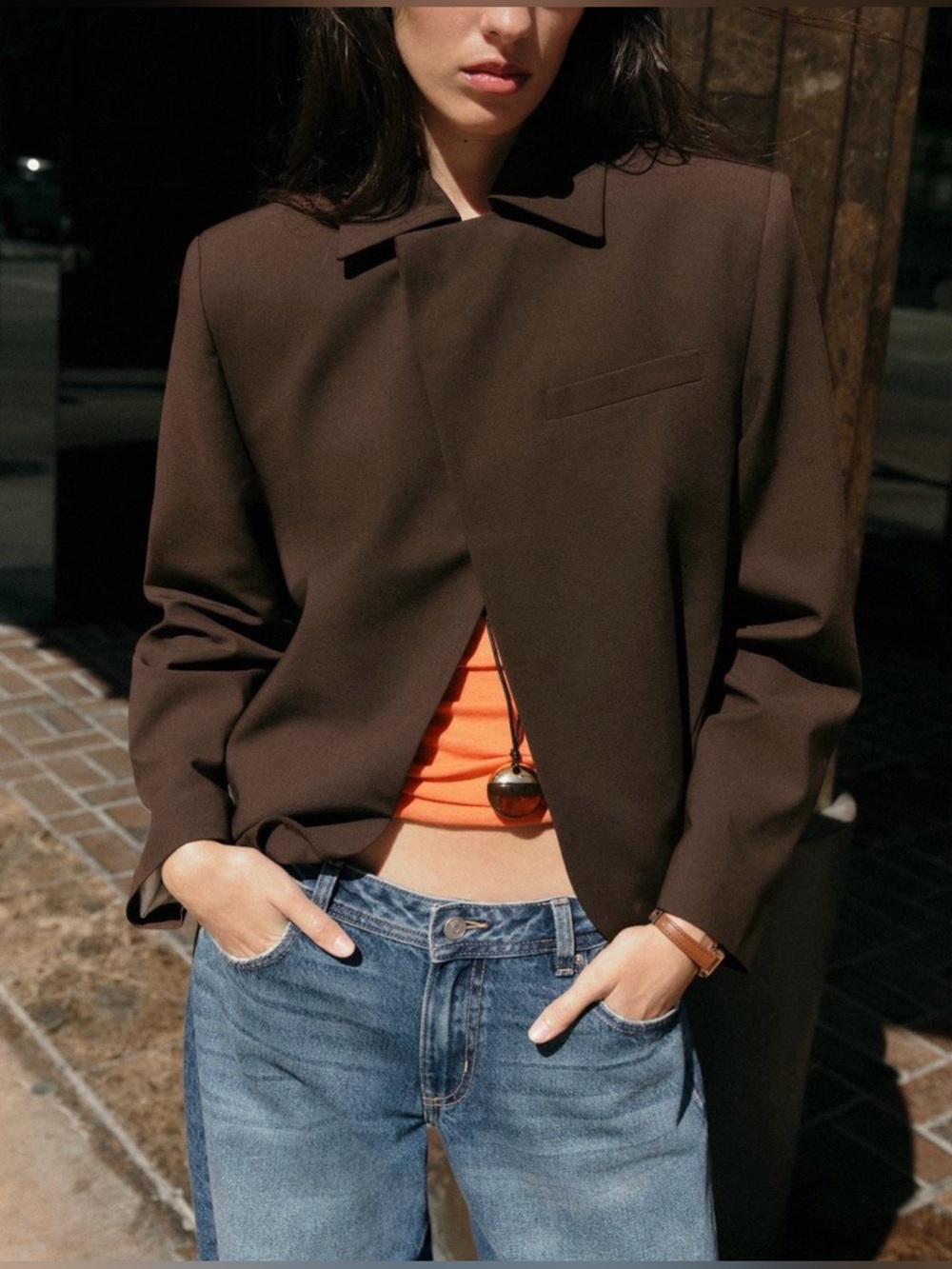 ZARA DOUBLE BREASTED LAPEL COLLAR BLAZER NWT
Size: S * Color: BROWN